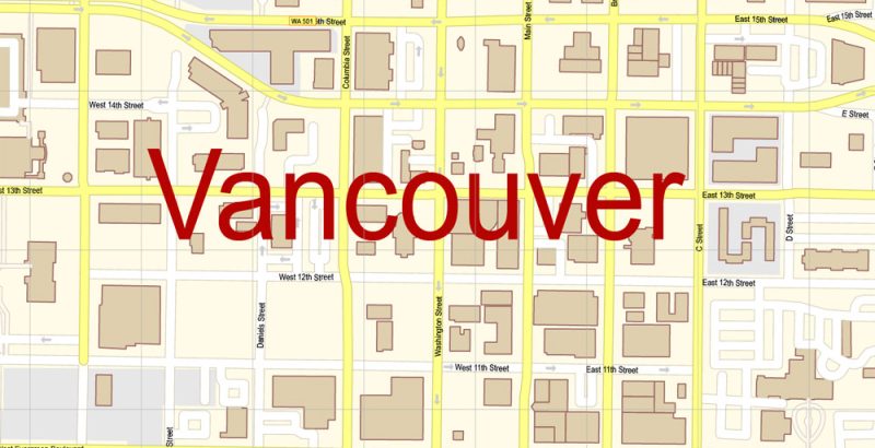 Vancouver Washington US PDF Map Vector Exact City Plan High Detailed Street Map Adobe PDF in layers