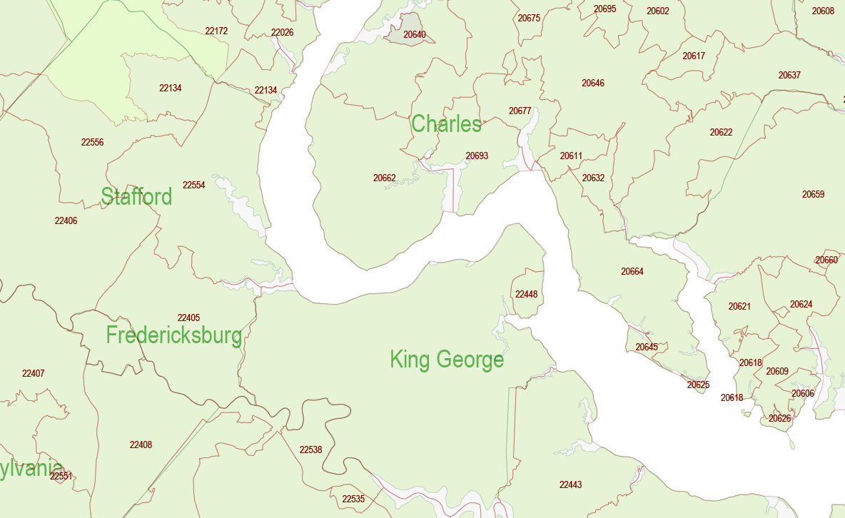 Virginia State US Map Vector Exact City Plan High Detailed Road Map + admin + Zipcodes editable Adobe Illustrator in layers