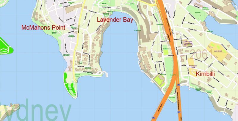 Sydney Australia DWG Map Vector Exact City Plan High Detailed Street Map AutoCAD + Adobe PDF in layers