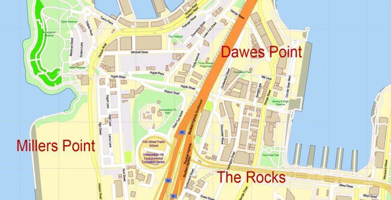 Sydney Australia DWG Map Vector Exact City Plan High Detailed Street Map AutoCAD + Adobe PDF in layers