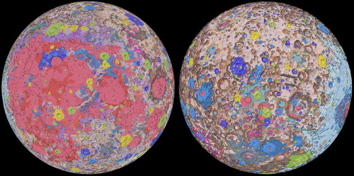 USGS Releases First-Ever Comprehensive Geologic Map of the Moon
Orthographic projections of the Unified Geologic Map of the Moon showing the geology of the Moon’s near side (left) and far side (right) with shaded topography from the Lunar Orbiter...