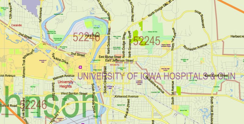 Iowa State US Map Vector Exact State Plan High Detailed Road Map + admin + Zipcodes editable Adobe Illustrator in layers