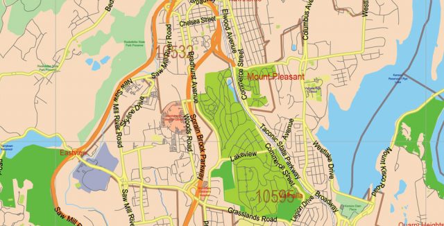 New York State US Map Vector Exact City Plan High Detailed Street Map