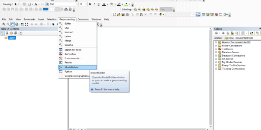 Opening the ModelBuilder window