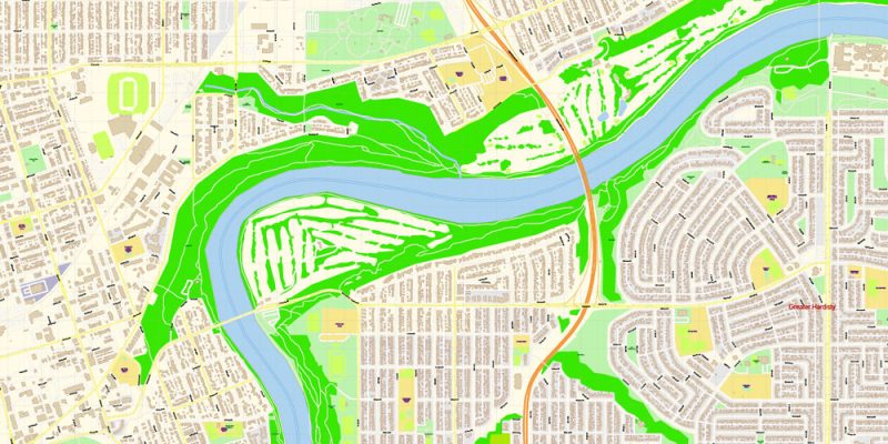 Edmonton Alberta Canada Map Vector Exact City Plan High Detailed Street Map editable Adobe Illustrator in layers