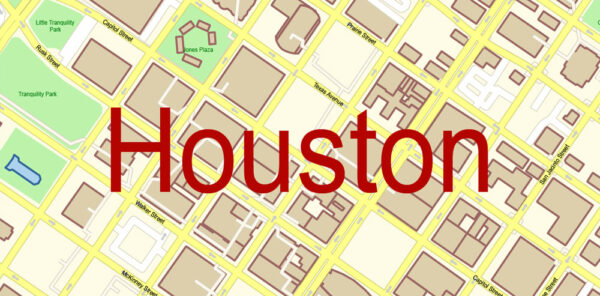 Houston Texas US Map Vector Exact City Plan High Detailed Street Map ...