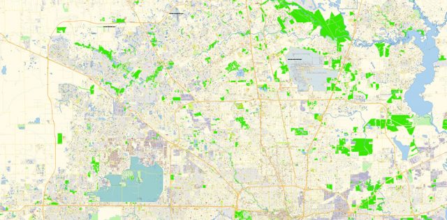 Houston Texas US PDF Map Vector Exact City Plan High Detailed Street ...