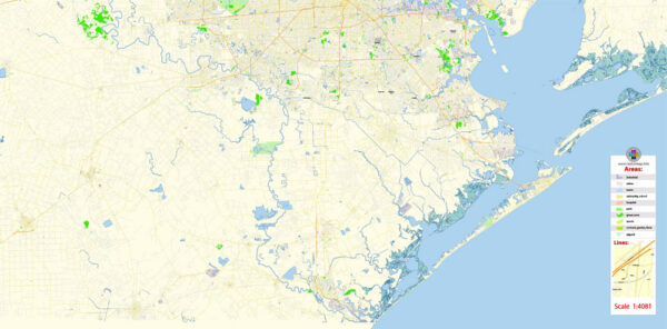 Houston Texas US Map Vector Exact City Plan High Detailed Street Map ...