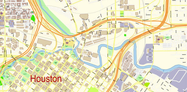 Houston Texas US Map Vector Exact City Plan High Detailed Street Map ...