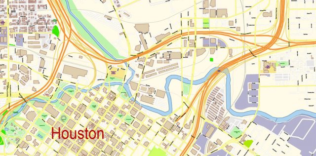 Houston Texas US Map Vector Exact City Plan High Detailed Street Map Houston Texas Us Map Vector Gvl17b Ai 8 Ai Pdf 2 640x316