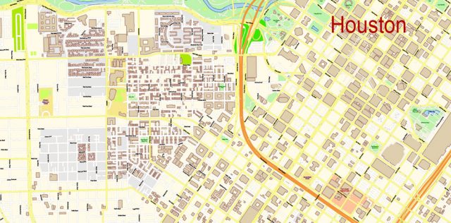 Houston Texas US Map Vector Exact City Plan High Detailed Street Map ...