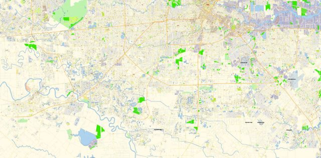 Houston Texas US PDF Map Vector Exact City Plan High Detailed Street ...