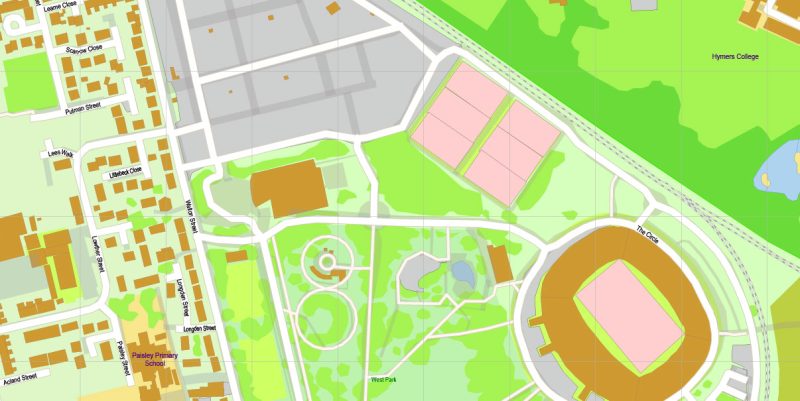 Hull UK part Map Vector Exact City Plan High Detailed Street Map editable Adobe Illustrator + PDF + SVG + DWG in layers