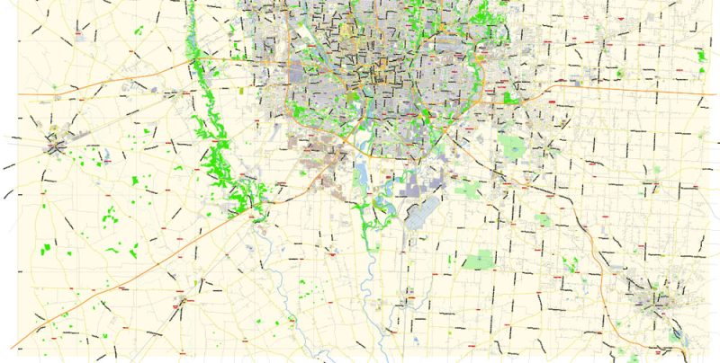 Columbus Ohio US Map Vector Exact City Plan Low Detailed Street Map editable Adobe Illustrator in layers