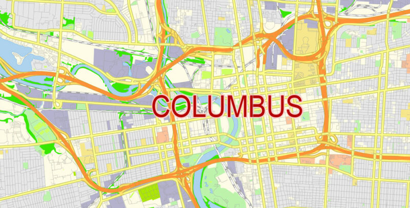 Columbus Ohio Map Vector Free Editable Layered Adobe Illustrator + PDF ...