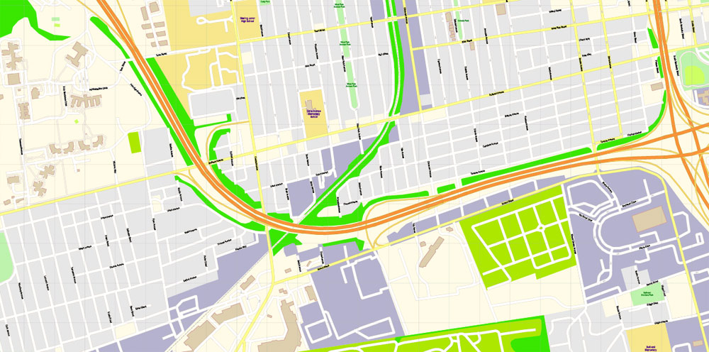 Columbus Ohio US Map Vector Exact City Plan High Detailed Street Map editable Adobe Illustrator in layers