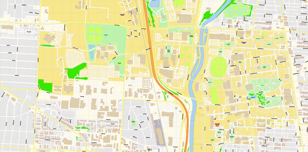 Columbus Ohio US Map Vector Exact City Plan High Detailed Street Map editable Adobe Illustrator in layers
