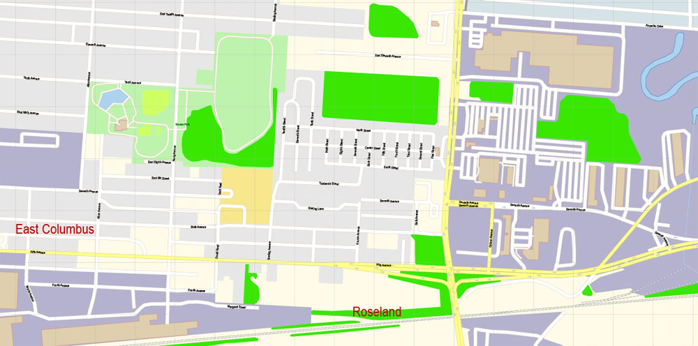 Columbus Ohio US PDF Map Vector Exact City Plan High Detailed Street Map editable Adobe PDF in layers