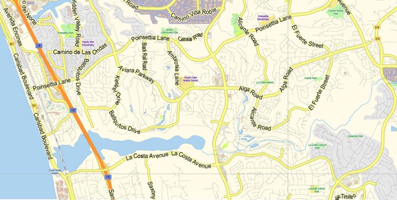 Vista California US Map Vector Exact City Plan Low Detailed Street Map editable Adobe Illustrator in layers