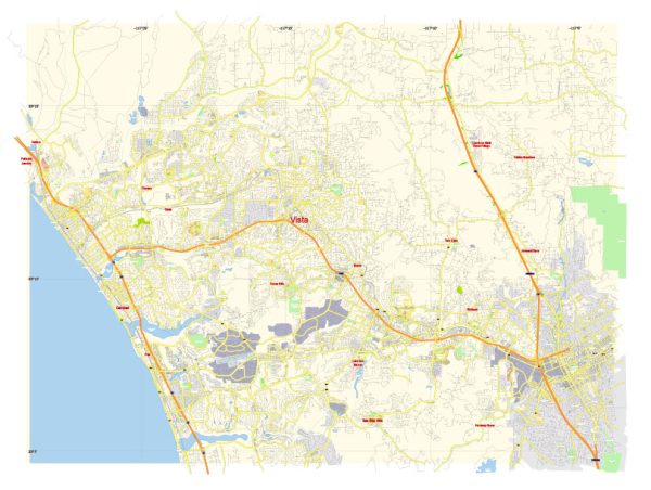 Vista California Map Vector Free Editable Layered Adobe Illustrator + PDF + SVG