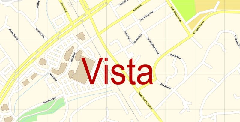 Vista California US Map Vector Exact City Plan High Detailed Street Map editable Adobe Illustrator in layers
