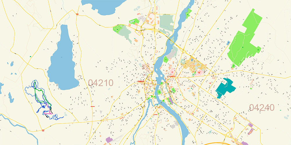 Auburn + Lewiston Maine US Map Vector Exact City Plan High Detailed Street Map editable Adobe Illustrator in layers