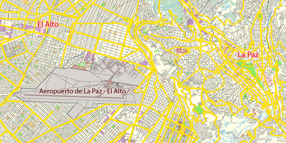 La Paz El Alto Bolivia Map Vector Free Editable Layered Adobe Illustrator + PDF + SVG