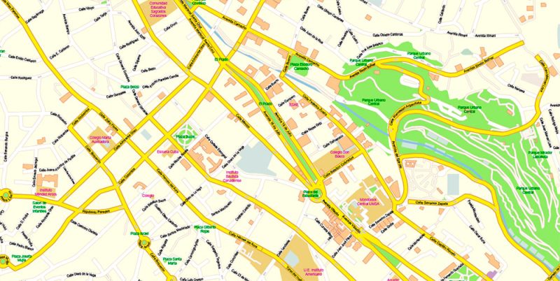La Paz El Alto Bolivia Map Vector Exact City Plan High Detailed Street Map editable Adobe Illustrator in layers