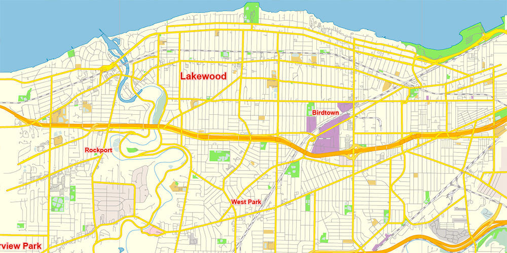 Lakewood Ohio US Map Vector Free Editable Layered Adobe Illustrator + PDF + SVG