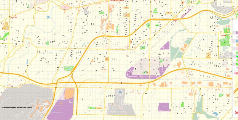 Lakewood Ohio US Map Vector Exact City Plan High Detailed Street Map editable Adobe Illustrator in layers