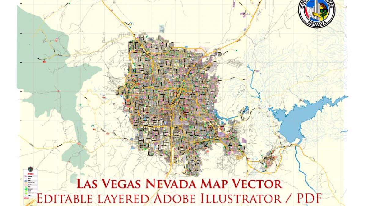 Las Vegas Nevada Us Map Vector Exact City Plan Low Detailed Street Map Editable Adobe Illustrator In Layers