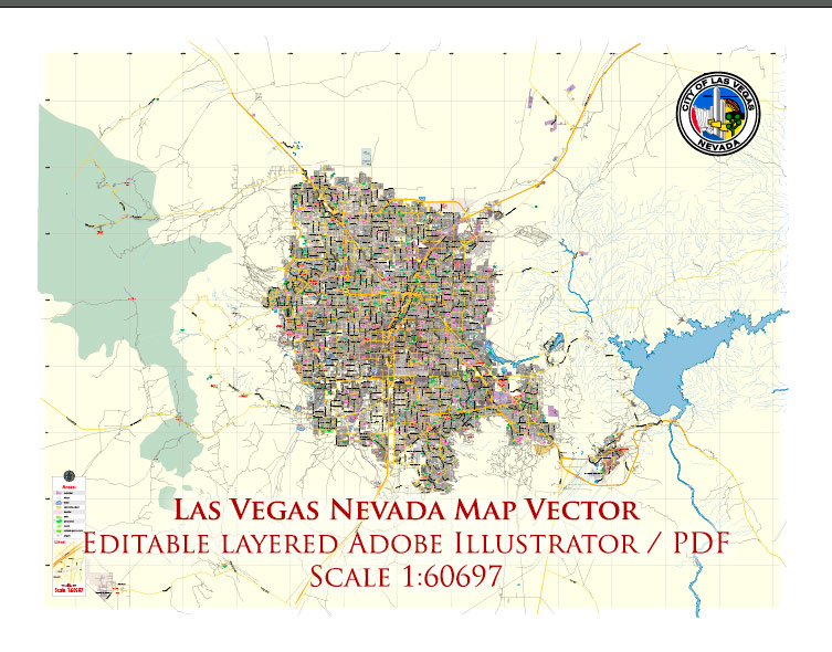 Las Vegas Nevada US Map Vector Exact City Plan Low Detailed Street Map editable Adobe Illustrator in layers
