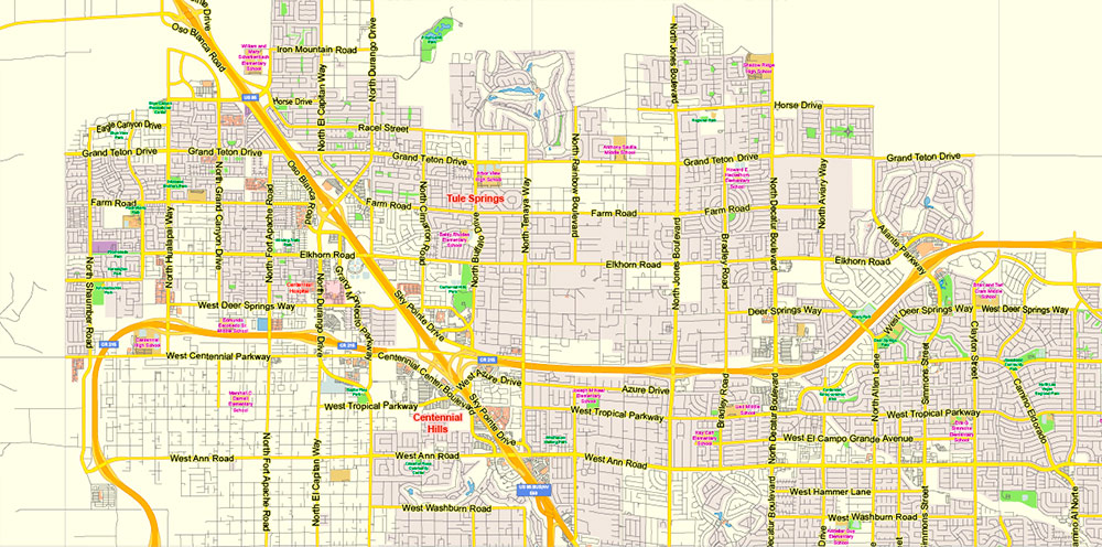 Las Vegas Nevada US PDF Map Vector Exact City Plan Low Detailed Street Map editable Adobe PDF in layers