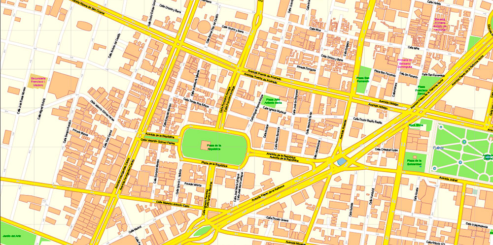 Mexico City Map Vector Exact City Plan High Detailed Street Map editable Adobe Illustrator in layers