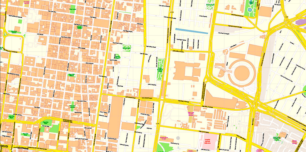 Mexico City Map Vector Exact City Plan High Detailed Street Map editable Adobe Illustrator in layers