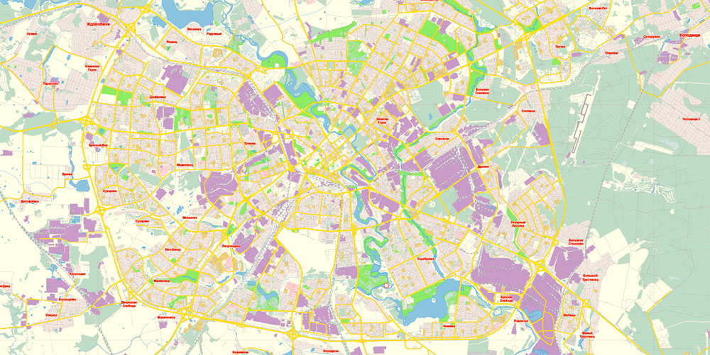 Minsk Belarus Минск Беларусь Map Vector Free Editable Layered Adobe Illustrator + PDF + SVG векторная карта