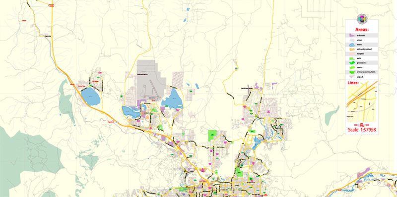 Reno Nevada US Map Vector Exact City Plan Low Detailed Street Map editable Adobe Illustrator in layers