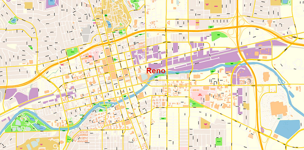 Reno Nevada Map Vector Gvl17b Ai 10 Ai Pdf 2 