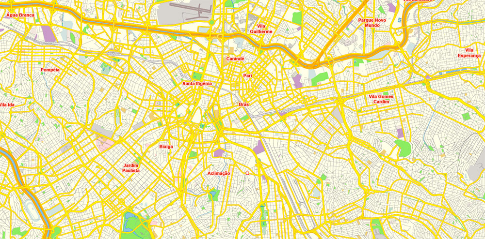 Sao Paulo San Paulo Brazil Map Vector Free Editable Layered Adobe Illustrator + PDF + SVG