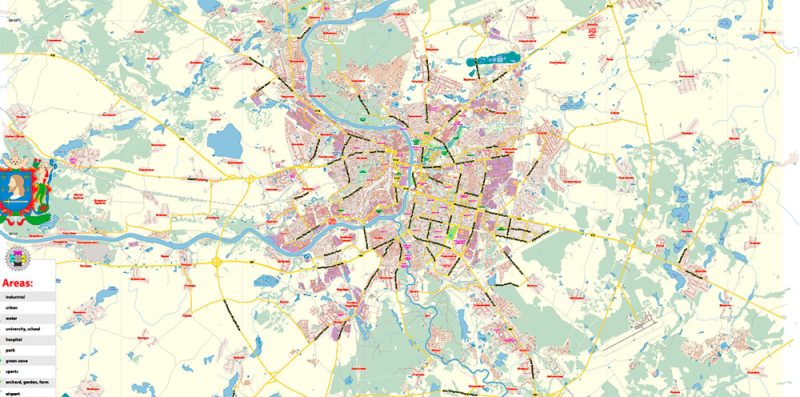 Vitebsk Belarus Map Vector Exact City Plan Low Detailed Street Map editable Adobe Illustrator in layers