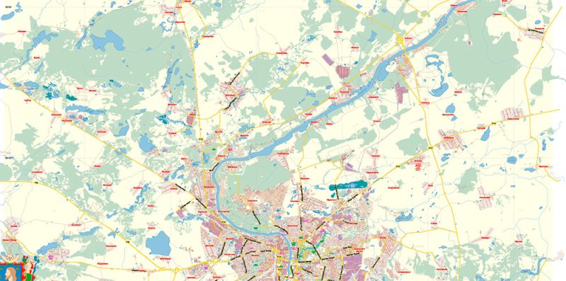 Vitebsk Belarus Map Vector Exact City Plan Low Detailed Street Map editable Adobe Illustrator in layers