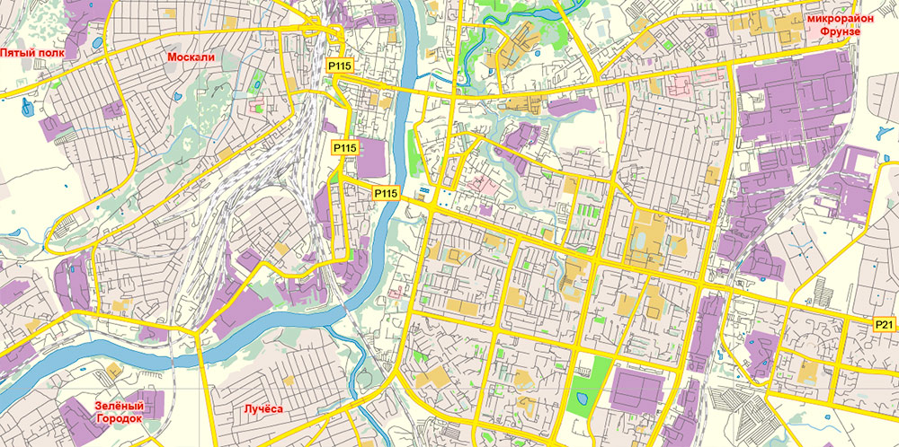 Vitebsk Belarus Витебск Беларусь Map Vector Free Editable Layered Adobe Illustrator + PDF + SVG векторная карта