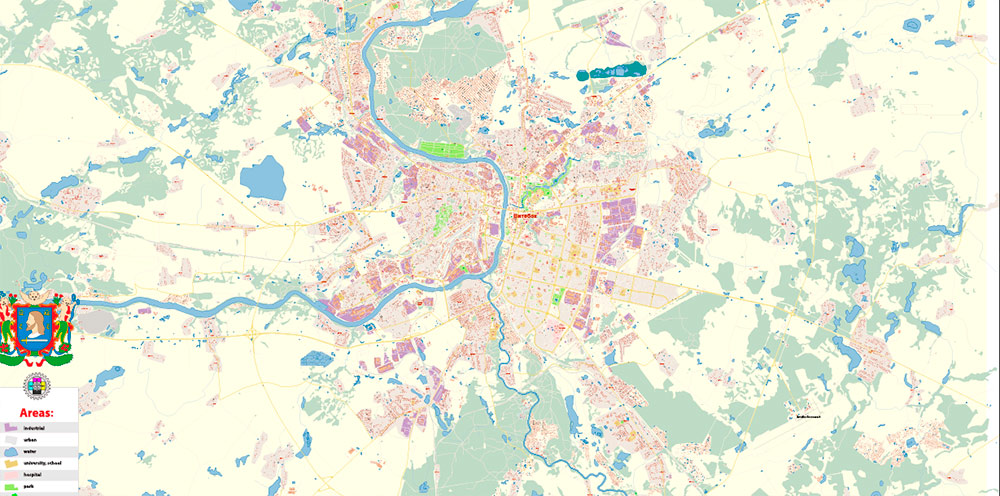 Vitebsk Belarus PDF Map Vector Exact City Plan High Detailed Street Map editable Adobe PDF in layers