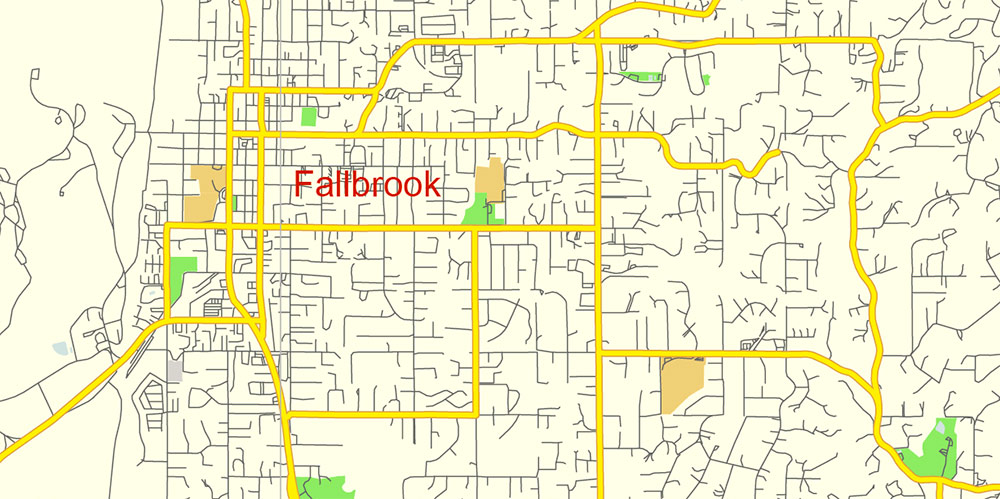 Fallbrook California US Map Vector Free Editable Layered Adobe Illustrator + PDF + SVG