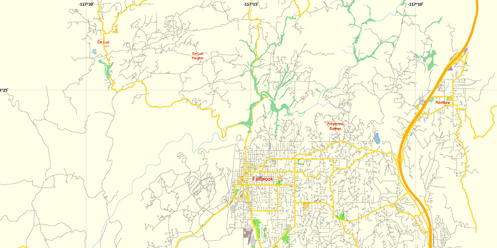 Fallbrook California US Map Vector Free Editable Layered Adobe Illustrator + PDF + SVG