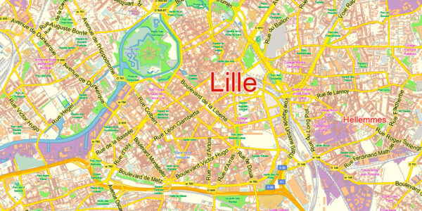 Lille France Map Vector Exact City Plan Low Detailed Street Map