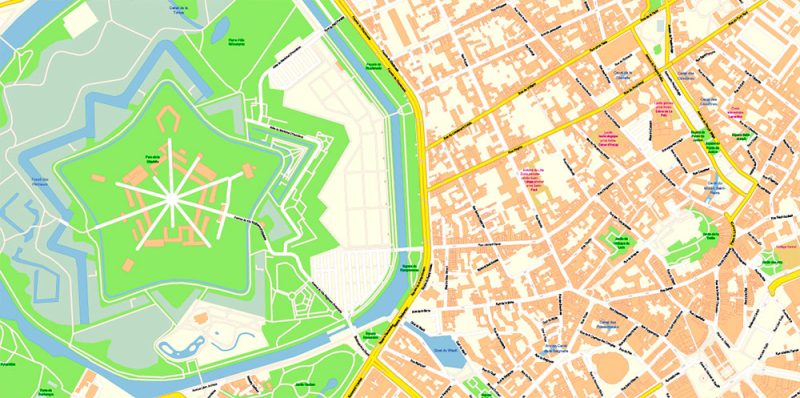 Lille France Map Vector Exact City Plan High Detailed Street Map editable Adobe Illustrator in layers