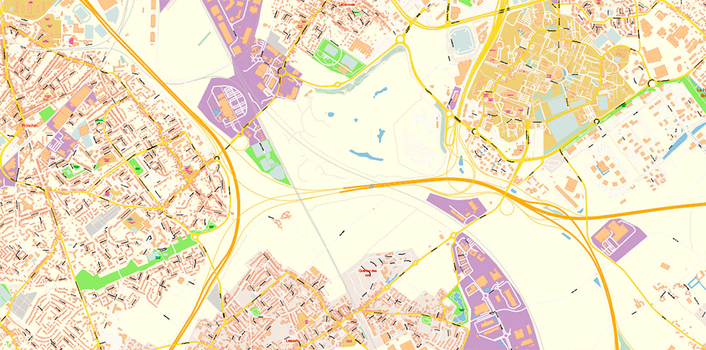 Lille France Map Vector Exact City Plan High Detailed Street Map editable Adobe Illustrator in layers