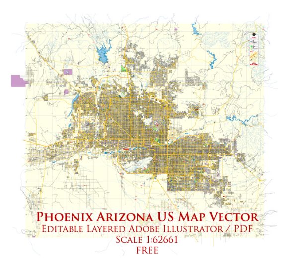 Phoenix Arizona US Map Vector Free Editable Layered Adobe Illustrator + PDF + SVG