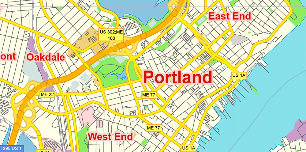 Portland Maine US Map Vector Free Editable Layered Adobe Illustrator + PDF + SVG